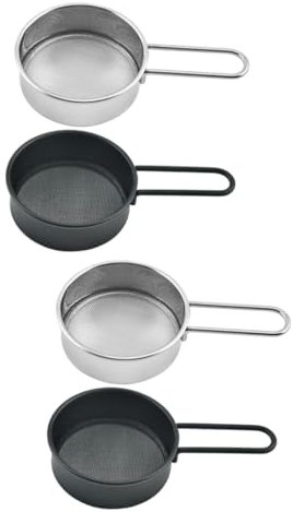 CAFIEDR Set mit 4 kleinen Mehlsieben aus Edelstahl mit feiner Masche, Küchensieb- und Passierwerkzeug, perfekt zum Backen und Kochen