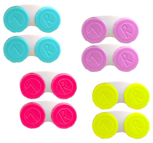 MYSUNBAR 8er-Pack Farbiger Kontaktlinsenbehälter, kontaktlinsenbehälter Harte linsen, Reise Kontaktlinsenbehälter Set, linsenbehälter