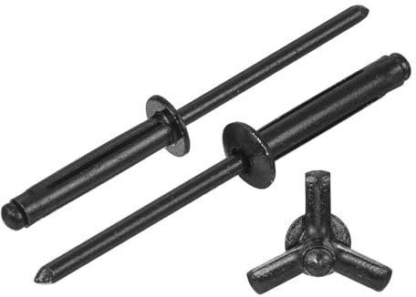 sourcing map 50 Stück 5/32 x 3/4 Zoll Aluminium Rundkopf Tri Grip Nieten Sortiment Birnen-Stil Nieten für Heimwerker, Blech, Autoreparaturen, Möbel, Marine Boot (schwarz)