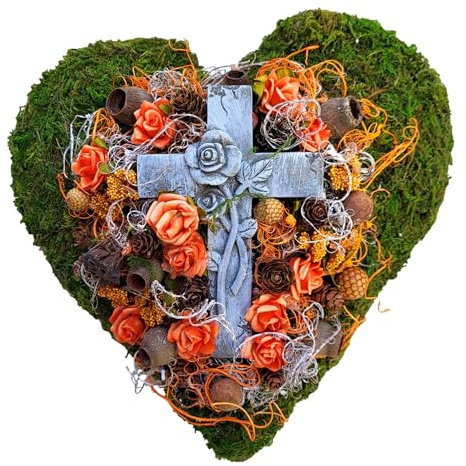 Der kleine Dekoladen Deko & Geschenke by Sabine Faust Lünen Grabschmuck Grabgesteck Moos Herz Grabaufleger Kreuz Totensonntag Allerheiligen