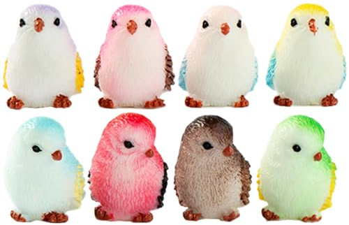 Oiseaux miniatures 8 pièces Mini oiseaux réalistes pour l'artisanat Résine Minuscules oiseaux Figurines d'animaux féeriques pour jardin Micro paysage Décorations de maison de poupée Petits oiseaux pou