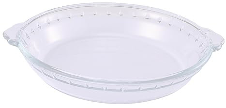 SECFOU Glass Pie Plate 9-inch Microwave Oven Safe Bakeware for Household Kitchen Cooking and Baking