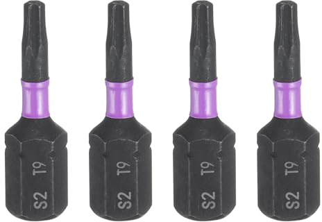 QUARKZMAN 4 Stück T9 Schraubendreher Torx Bit Set, 1/4 Zoll Sechskantschaft 25mm/1 Zoll Länge Magnetisch Stern 6 Punkt Kopf Sechskant Bits S2 Stahl Werkzeugset Bitsatz, Elektrische Bohrer