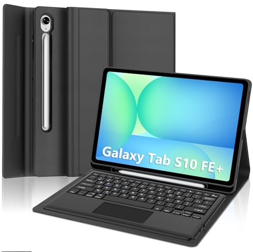 Clavier avec Trackpad pour Samsung Galaxy Tab S10 FE+/S10 FE Plus 13.1 2025, AZERTY Français Clavier Détachable avec Touchpad pour Samsung Tab S10 FE Plus 13.1 Pouces 2025 SM-X620/ X626B, Noir
