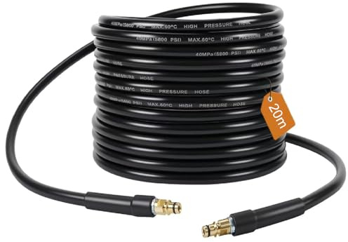 20M High Pressure Washer Replacement Hose for Karcher K Series K2 K3 K4 K5 K6 K7, High-Pressure Reinforced Hose with Quick Click Plug Connector,Jet Wash Pipe Cleaning Car Road Garden