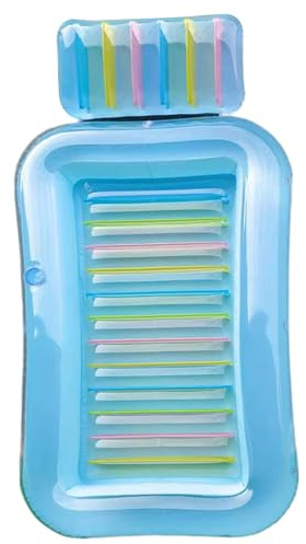 Tanning Pool Bed with Pillow, 69x43x8 Inch Pvc Inflatable Sun Lounger with Drink Holder, Portable Blow up Pool Floats for Adults Kids Beach Sunbathing Inflatable Sun Lounger