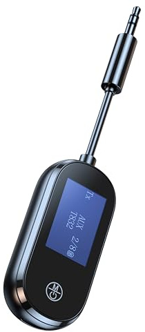 2-In-1-Bluetooth V5.3 Sender Empfänger, Bluetooth Adapter für TV, Tragbarer Audio Transmitter mit Klinke 3,5mm für TV,Flugzeug, Stereoanlage und Auto, Eingebautem Mikrofon, Freisprechen und Musik