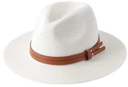 AAIXXIZAO Fedora Trilby Filzhut Hut Panama Stroh Frauen Männer Breite Krempe Strand Sonne Kappe 60Cm Milchweiß01