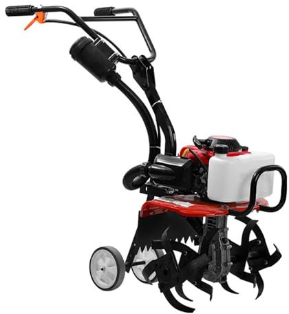 Tiller manual rotavator de gasolina de 4 tiempos, potencia de 55 cc para arar, labrar, surcar y desmalezar eficientemente en jardines y granjas