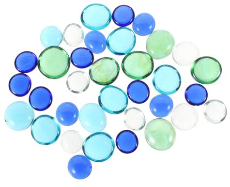 PartyKindom 3bags Glass Flat Beads Decoration for Fish Tank Bead Glass Aquarium Landscape Decorations of Stone for Aquatic Diy