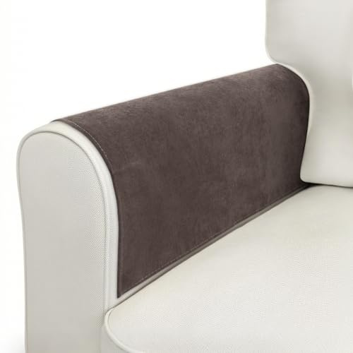 HADEEONG Couch Arm Covers Sofa Arm Covers Set of 2, Waterproof Couch Cover Armchair Cover for Recliner, Non Slip Sofa Headrest Covers Armrest Cover Couch Slipcover Protector, Coffee
