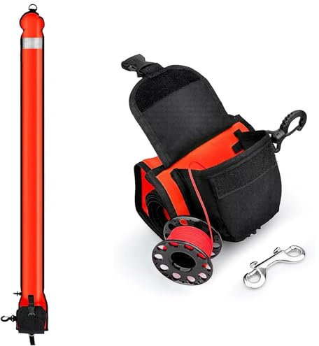 AOSAIXIS Tauchflächen Oberflächen Marker Bojen Mit Rollen Und Clip Hoher Sichtbarer Tauchen Offene Untere Signale Röhrchen Sicherheitswurst Mit Beutel Open BOD Blasable Tauchgänge Schwimmer