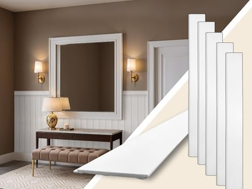 Wandpaneele Landhausstil – Boiserie Wandverkleidung aus hartem Polystyrol (PS), Weiß – einfache Montage mit Kleber, ideal für englische Wandverkleidung/Flurdekoration (9xLB02+1xDK3-ca.1 m²)