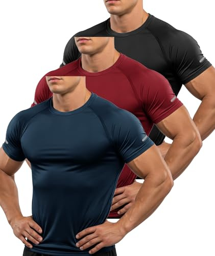 ZITY 3er Pack T-Shirts Herren Sportshirt Kurzarm Sommer T-Shirts Männer Leicht Funktionsshirt Atmungsaktiv Schnelltrocknend Laufshirt Rundhals Trainingsshirt