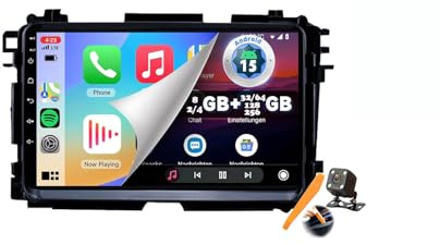 Autoradio Android 15.0 per Vezel/XR-V 2015-2017 Navigazione GPS satellitare 9'' Touchscreen Lettore video multimediale DVD Ricevitore FM BT con Carplay 4G 5G WiFi DSP SWC