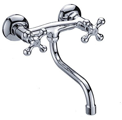 Nostalgie Retro Zweigriff Wandarmatur Auslauf lang Chrom Z-4500-7