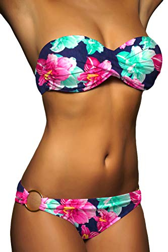 ALZORA Ensemble de bikini push-up bandeau torsadé pour femme, plusieurs couleurs et tailles, 10446, M6., M