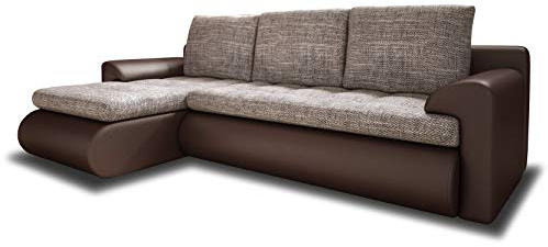 Sofnet Ecksofa Santi - Polsterecke L-Form, Schlafsofa mit Bettkasten, Couchgarnitur mit Schlaffunktion, Couch, Sofa, Sofagarnitur (Braun + Beige (Madryt 128 + Berlin 03), Ecksofa Links)