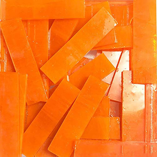BestTeam 1 X 4 cm Stained Glass Strip,DIY Glass Mosaic Hobbies,DIY Crafts,Plates,Picture Frames,Flower Pots,Handmade Jewelry 200g (Orange)