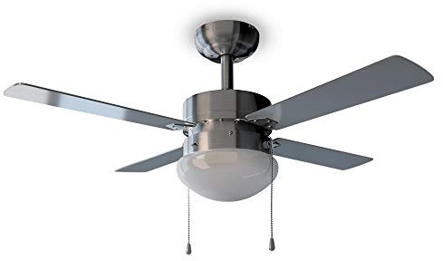 Cecotec Ventilador de Techo con Luz EnergySilence Aero 450. 50 W, Bajo consumo, 106 cm de Diámetro, Luz, 4 Aspas Reversibles, 3 Velocidades, Función Invierno, Acabado en acero/blanco