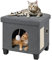 BRIAN & DANY Faltbare Katzenhöhle Große Katzen, Katzenhaus Höhle für Katzen mit Kratzbrett und Spielball, Sitztruhe Sitzhocker Fußhocker mit Holzfüßen 37,5 x 32,5 x 36 cm, Grau
