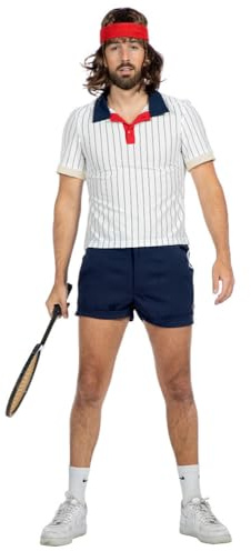 WILBERS & WILBERS Costume da tennista retrò, da uomo, in due pezzi, bianco/blu, taglie 48-60, bianco/blu, 54