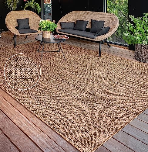 Paco Home Outdoor Rug Waterproof - Easy-Cleaning, UV- & Weather-Resistant Patio & Garden Area Rug for Porch, Kitchen & Hallway, Size:200x280 cm, Colour:Beige
