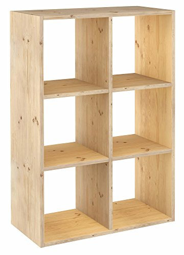 Astigarraga Kit Line Estantería Modular 6 Cubos Dinamic, Madera Maciza Pino - 105,4x70,8x33 cm