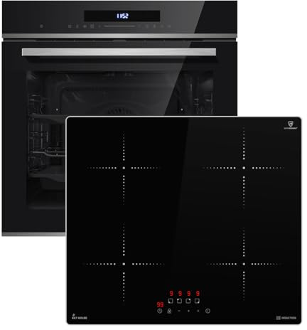 Autarkes Herdset: 60cm Einbaubackofen EB8019EDP + 59cm Induktionskochfeld IH85900ED | Pyrolyse | Pizzafunktion | Grill | Umluft | Heißluft | Teleskopauszüge | Automatik-Timer | SET8019IH859ED