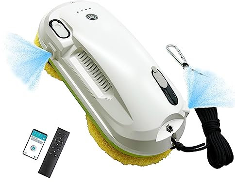 Robot lavavetri, lavavetri intelligente, con spruzzo d'acqua automatico, 3 percorsi di pulizia automatici, protezione spegnimento UPS, comando telecomando wireless, adatto per vetri, porte, specchi