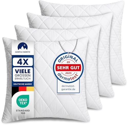 Gentle North Kopfkissen (45x45 cm groß) - 4er Set Kissen für Bett und als Dekokissen - Mit Reißverschluss für Füllung - Sofakissen - Zierkissen für Couch und Sofa - Ökotex - Waschbar bis 60° - Weiß