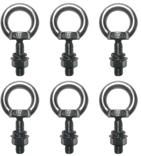 PONEZG 6 Pièces Boulon À Anneau M8 x 30mm, Anneau Inox Boulon avec Rondelle et Écrou, Anneau de Levage M8, Vises annulaires Boulons oculaires pour fixation et suspension