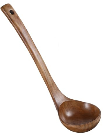 11 Wooden Ladle Spoon 2 fl oz Natural Wood Serving Spoon Gravy Soup Ladle Long Handle Deep Scooper Server Utensil Large Kitchen Wooden Scoop for Cooking Serving