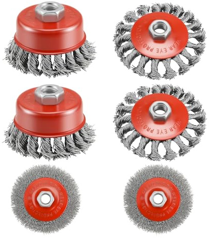 Juwacoo 6 Pack Wire Brush for Angle Grinder, M14 Wire Wheel Cup Brush,Coarse Twisted Knotted Wire Wheel,Crimped wire wheel brush,Wire Brush Drill Attachment for Cleaning Rust, Removal and Abrasive