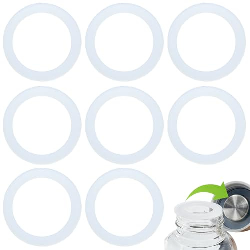 LEIIERUY 8 Stück Dichtungsring für Glasflaschen – Silikon Ersatz-Dichtung für Deckel – Gummidichtung passend für 550ml, 750ml & 1 Liter Trinkflaschen