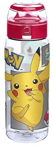 Zak Designs POKC-K953 Pokemon Wiederverwendbare Tritan-Kunststoff-Wasserflasche mit Klappdeckel, mit Eevee Evolutions, BPA-frei und bruchfest, 750 ml, Pokemon-K953