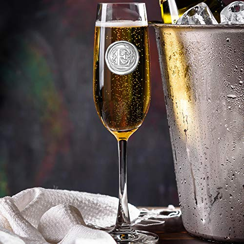 English Pewter Company Personalised Champagne Flute with Your Choice of Initial - Unique Gift for Men or Women, Birthdays, Anniversaries [MON509]