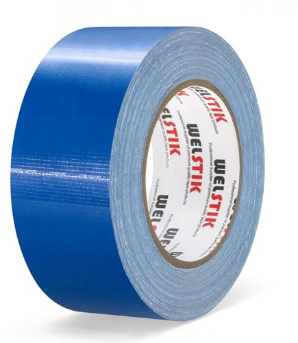 WELSTIK Professionell kvalitet kanaltejp, vattentät kanalduk tyg, färgad gaffertejp för reparationer, DIY, hantverk, inomhus utomhusanvändning, 50 mm x 41 m, 7,5 mil tjock, blå