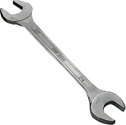 AERZETIX - C45564 - Clé plate double 24x27mm - clé à fourche - clé classique manuelle en acier CR-V pour serrage/assemblage - manche droite - couleur argent