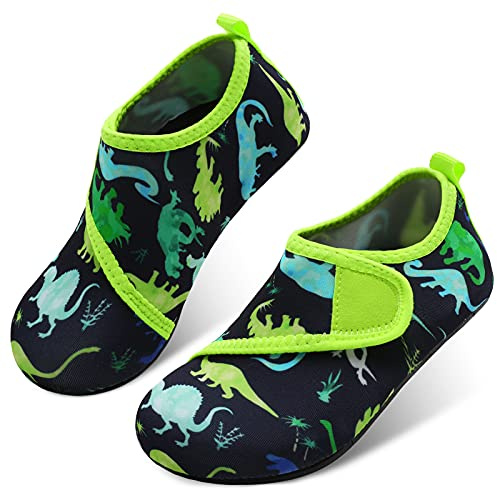 JOINFREE Boys Girls Athletic Water Shoes Soft Slip on Aqua Socks for Kids Dinosaur 8-8.5 Toddler