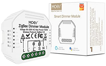 MOES ZigBee Mini interruttore per dimmer intelligente Alexa con relè, interruttore radio LED compatibile con Smart Life Tuya Alexa Google Home, Richiede l'hub ZigBee di Tuya