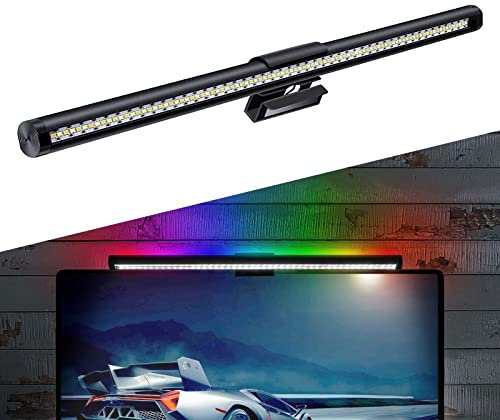 Marketero Monitor Screen Light Bar with LED RGB Backlight 44cm, USB Monitor Lamp 5 Color Temperature Modes for Eye Caring No Screen Glare, Stepless Dimming & Touch Control for Home Office Black