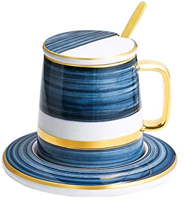 Kaffemugg Mugg med lock Sked Keramikkopp Personlig kaffekopp Kreativ tekopp Kontorsmugg med stor kapacitet