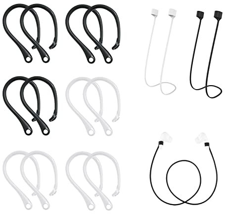 6 Paar Anti-Verlust-Ohrhaken, TPU-Material, kompatibel mit den meisten Bluetooth-Kopfhörern, Sportübungen, mit 2 Paar Anti-Verlust-Silikonkabel.
