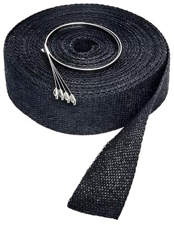 Cinta de protección contra el calor LeoVince WRAP KIT, cinta de tejido, hasta 800°C, 15 m, 52 mm de ancho, negra para sistemas de escape/colectores