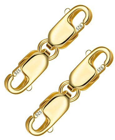2 Stück Gold Kettenverschluss Italien Verschluss Doppel Schmuckverschluss | Doppel Schmuckverschluss Groß Hummerschere Karabinerverschluss Ketten Halskette Armband Verbinder Schmuckherstellung Zubehör