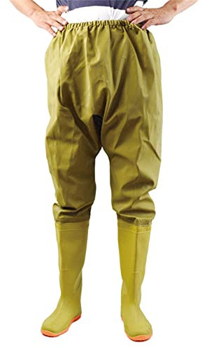 HWBZSZY Angelkleidung Jagd Wathose Wasserdichter Anzug Atmungsaktive Hüftwathose Overalls Fischhose PVC Gummi rutschfeste Regenstiefel Outdoor Angeln Jagdhose 110Cm,Beige,38 EU