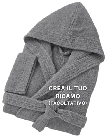 MAYRA Accappatoio Personalizzabile in Spugna 100% Cotone 500 gr Taglie Calibrate | Adulto, Uomo, Donna, Hotel | Personalizzato con Iniziali, Nome, Logo | Design e Ricamo Made in Italy