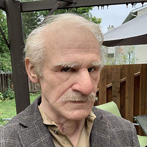 Maschera da Uomo Anziano in Lattice Realistica - Faccia Antirughe, Spaventosa Testa Piena per Halloween, Cosplay e Feste - Puntelli per Costumi (A)