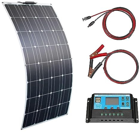 PixCy 300w Kit Panneau Solaire Panneaux Solaires Souple Photovoltaïque Monocristallin Module Contrôleur pour Camping-Car, Bateau, Toit